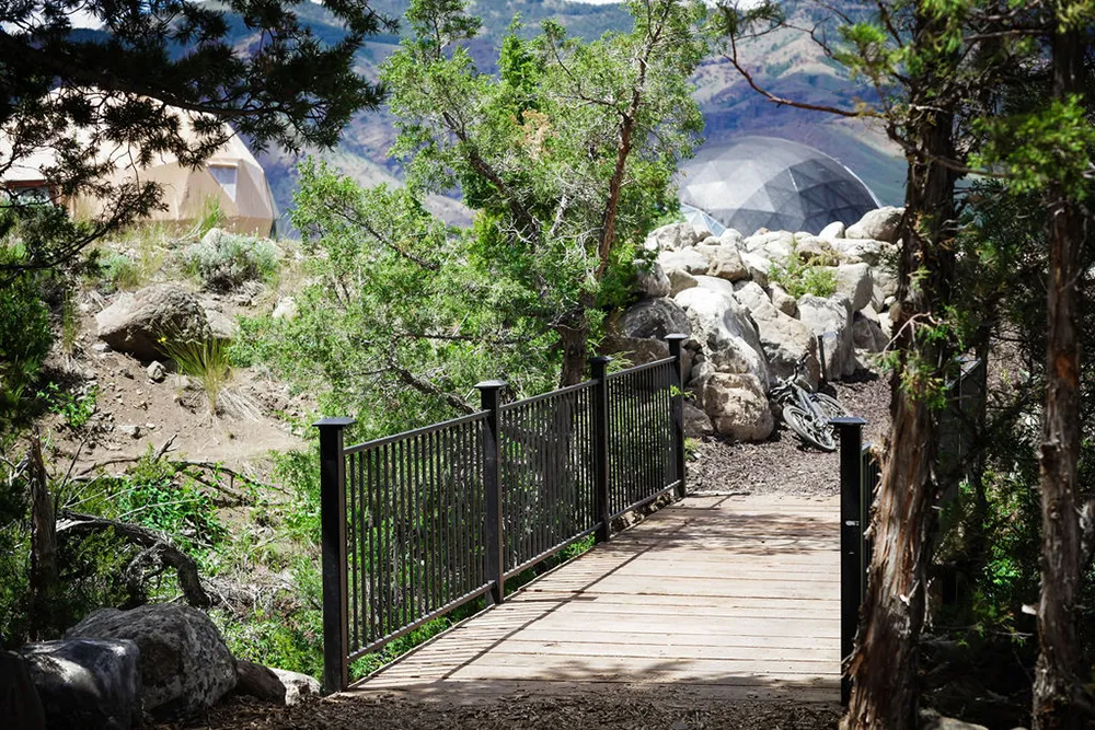 Trail across Green Creek to the vacation rentals