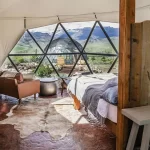 View of the Yoga dome inside a lodging dome at Pure Heart Retreat