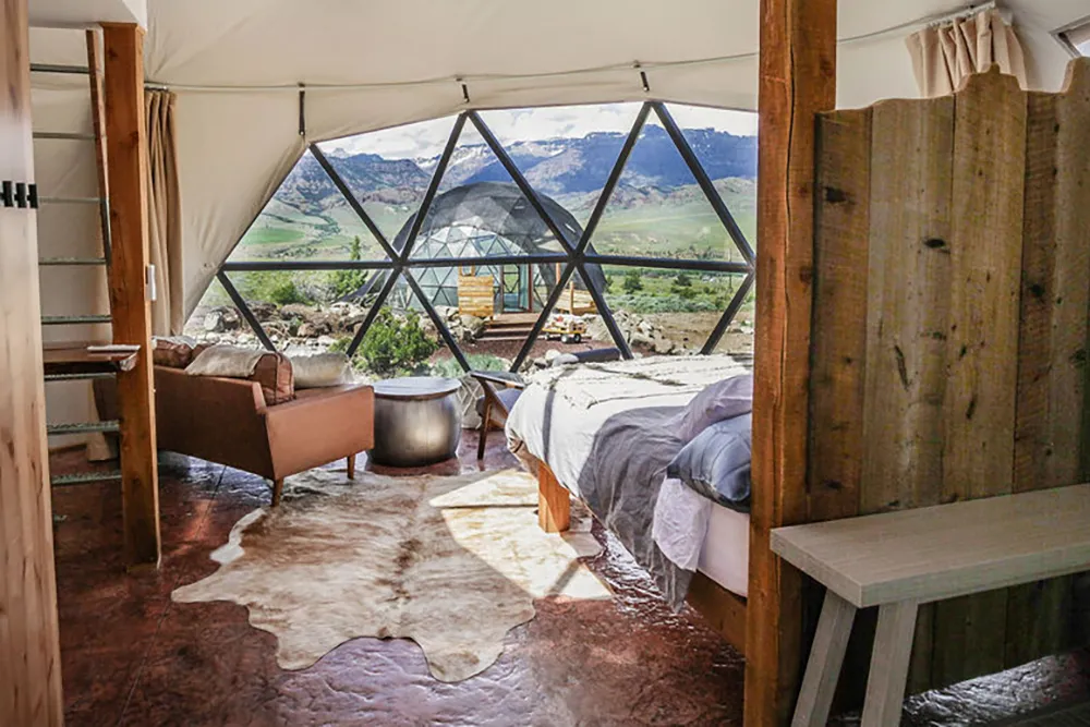 View of the Yoga dome from inside one of the lodging domes