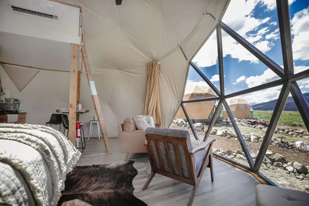 Interior view of a vacation rental dome