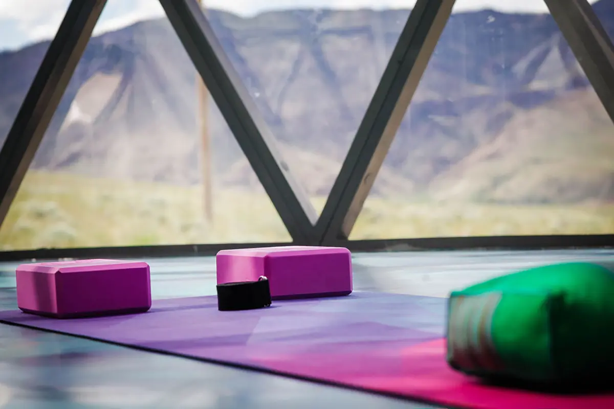 Mountain view from inside Pure Heart Retreat Yoga Studio